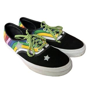 Vans Unisex Refract Rainbow Black Canvas Sneakers 11 Men’s Custom Stars